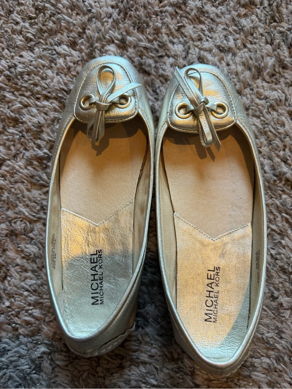 Michael Michael Kors Gold Metallic Leather Ballet Moccasin Flats Size 6M